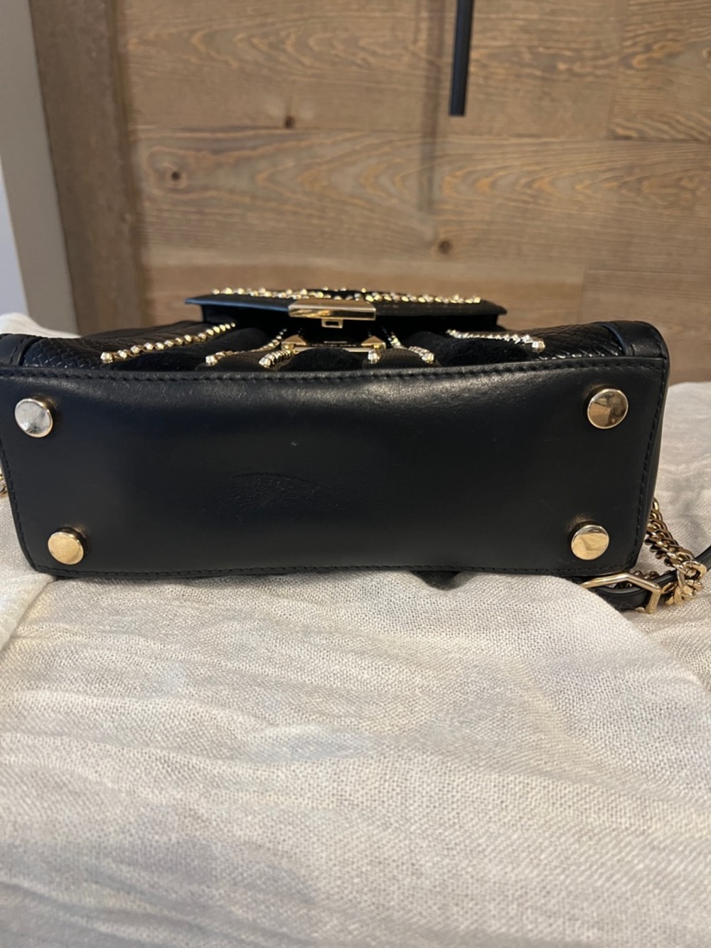 Michael Kors Whitney black leather & suede backpack with gold studded front. - Picture 5 of 5